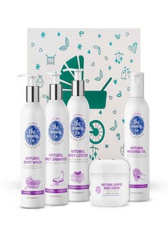 اشتري The Moms Co. Baby Shower Gifts | Baby Kit with Complete Care Essentials | Natural Baby Wash, Shampoo, Lotion, Massage Oil and Diaper Rash Cream في الامارات