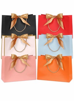 Buy Gift Bags, Small Favor Bags, with Handles and Bow Ribbon, 11 x 3.9 x 7.8-inch Waterproof Colorful Paper Gift Bags, for Baby Shower, Birthday, Wedding, Party, Festival, Holiday, 6 Colors in UAE