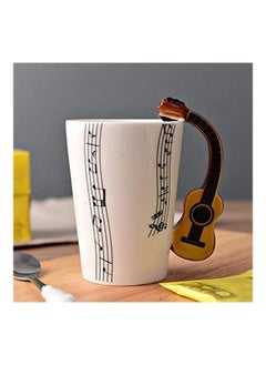 Buy Creative Guitar Music Note Ceramic Cup White in Saudi Arabia