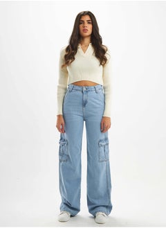 اشتري High-Waist Light Wash Flap Pocket Cargo Jeans. في السعودية