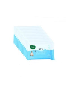 Buy Thick Fabric Baby Water (Unscented) Wipe (Blue 10 Wipes) Pack Of 12 in Saudi Arabia