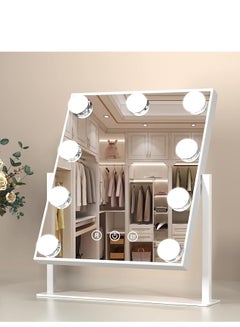 Buy COOLBABY Makeup Mirror with Lights, Lighted Makeup Mirror with 9 Dimmable Bulbs and 3 Color Lighting Modes, Smart Touch Control, Plug in Light Up Mirror (White) in UAE