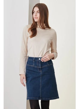 اشتري Women Solid Denim Mini Skirt, Navy في الامارات