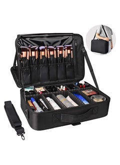 Buy Makeup Case 15.7 Inch Travel Makeup Train Case Professional Makeup Artist Case Nail Polish Organizer Storage Box with Adjustable Shoulder Strap in Saudi Arabia