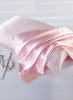 Buy 100% Natural Pure Mulberry Silk Pillowcase for Hair and Skin, Hypoallergenic, Highest Grade Natural Silk Pillow Case with Hidden Zipper (1pcs,Standard 48x74cm, Pink) in Saudi Arabia