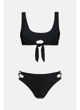 Buy Women Padded Solid Bikini Set, Black in Saudi Arabia