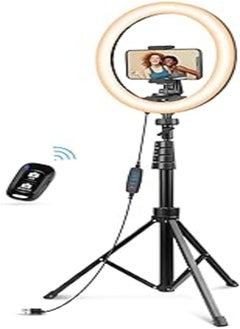 Buy 8" Selfie Ring Light with Tripod Stand & Cell Phone Holder for Live Stream/Makeup, UBeesize Mini Led Camera Ringlight for YouTube Video/Photography Compatible with iPhone Xs Max XR Android (Upgraded) in Egypt