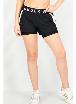 اشتري Women Sportswear Fit Brand Logo 2 In 1 Training Shorts, Black في الامارات