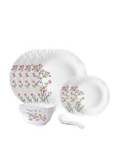 Buy 10 Pieces Opalware Dinner Sets- Microwave & Dishwasher Safe- Dinnerware set with 4-Piece Full Plate/ 2-Piece Side Plates/ 2-Piece Soup Bowls/2-Piece Spoons- White in Saudi Arabia