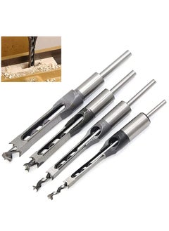 Buy Square Hole Drill Bits for Wood, 4 PCS Woodworking Hole Saw Mortising Chisel Drill Bits,(Size: 6.4mm/8mm/9.5mm/12.7mm) in UAE