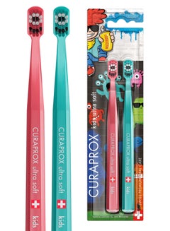 اشتري Curaprox Ultra Soft Kids Toothbrush Duo Graffiti Edition - Soft Toothbrush for children with 5500 CUREN® Bristles - Curaprox Manual Toothbrush في الامارات