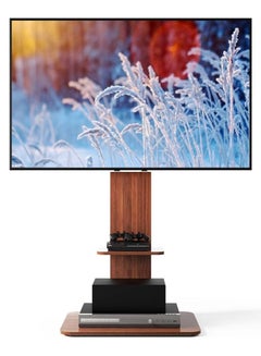 اشتري Floor TV Stand Mount for 32-65 Inch TV, Trendy Wooden Style Floor Standing Design, Holds 40KG Display Weight في الامارات