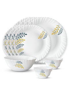 Buy 13 Pieces Opalware Dinner Sets- Microwabe & Dishwasher Safe- Niva Dinnerware set with 4-Piece Full Plate/ 4-Piece Side Plate/ 1-Piece Serving Bowl/4-Piece Vegetable Bowl- White in Saudi Arabia