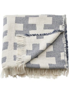 Buy Throw Off White Dark Blue 130x170 Cm in Saudi Arabia