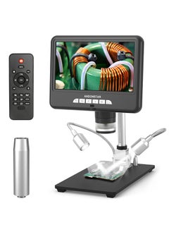 اشتري 24M Digital Microscope with 7 Inch Adjustable Display Screen 3X Digital Magnification Photo Video 3D Effect Microscope with Remotes Control Multi-language System في السعودية