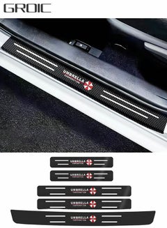 4pcs Black Carbon Fiber Car Door Sill Trim Sticker, Scratch-resistant  Protective Film For Universal Cars