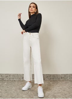 اشتري High Rise Straight Leg Jeans with Raw Edge في السعودية