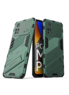 Buy Phone Case for Xiaomi Poco M4 Pro 4G 2in1 TPU+PC Dual Layer Combo Shockproof Ultra-Thin Protective Phone Back Cover with Kickstand in Saudi Arabia