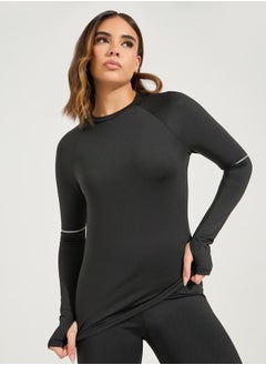 Buy Reflective Back & Elbow Detail Top with Thumbhole Detail in Saudi Arabia