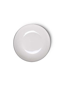 Buy Deep Plate  Aleksa Series White Porcelain With A Platinum Finish For Dessert, Salad, Appetizer, Small Lunch, Dinner Plate, Dishwasher Safe, Scratch Resistant, Kitchen Tableware 20cm in UAE