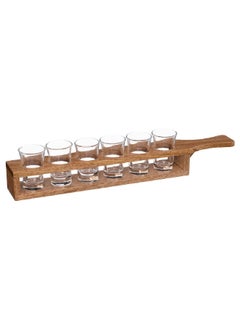 Buy 6-Piece Victor Shooter Glass Set with Rack Clear and Brown 24 ml 188914 in Saudi Arabia