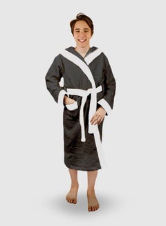 Buy Kids Bathrobe Towel 100% Cotton Grey Color Kids Hooded Comfortable For Girls and Boys 1 Piece in Saudi Arabia
