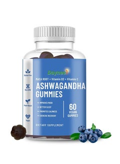 Buy Ashwagandha Gummies Reduce Stress Support Sleep Muscle Strength Vitamin D/C Vegan Gummy 60pcs in Saudi Arabia