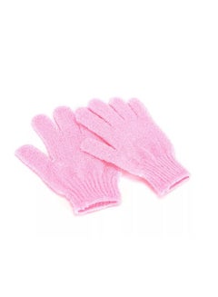 Buy 2pcs glove to exfoliate the body and remove dead skin light pink in UAE
