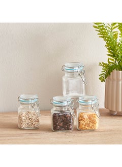 Buy Essential 4-Piece Glass Spice Jar Set 22.3 x 8.4 x 7 cm in UAE