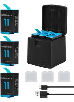 اشتري Hero 9 10 11 12 Battery 3-Pack, 1800mAh Battery Capacity, with USB Storage Fast Charger and Battery Protective Case, Fully Compatible with GoPro Hero 9 10 11 12 Black في السعودية