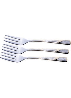 اشتري Ct-Els/Cf Berger Elsa Pastry Forks Set, Cake Forks Set Of 6, Stainless Steel Small Fork With Golden Design في الامارات