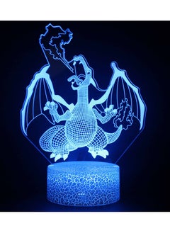 اشتري 3D Illusion Go Pokemon Night Light 16 Color Change Decor Lamp Desk Table Night Light Lamp for Kids Children with Remote Control Figure Charizard في الامارات