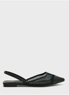 Buy Net Detail Pointed Flat Shoe in Saudi Arabia