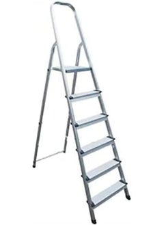 Buy Ladders Premium Quality Highly Durable Steel Ladder 6 Steps - Silver in UAE