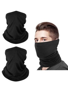 Buy 2 Pieces Sun UV Protection Face Mask Breathable Outdoor Cycling Neck Scarf Set Black in UAE
