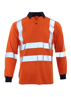 Buy Long Sleeves Safety T-Shirt with 5inch Reflective Strips High Visibility Work Shirt for Men Orange in UAE