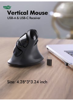 Buy MICROPACK USB &type C Dual Receiver Wireless Mouse, Ergonomic Vertical Wireless Mouse, Wireless Office Mouse, Black Dual-receiver Wireless Mouse in Saudi Arabia