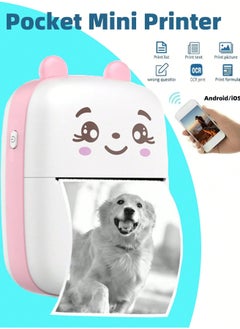 Buy Mini Photo Printer Sticker Printer Portable Thermal Printer Compatible With Android Or iOS Applications Inkless Printer Suitable For Printing Daily Diaries Photos Practical Memos And Worklists in UAE