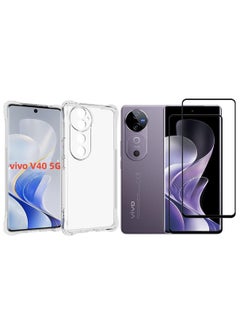 Buy [1+2 Sets] For vivo V40 5G Case Cover & Screen Protector TPU Slim Shockproof Case Cover Air Cushion [Not Easy to Yellow] in Saudi Arabia