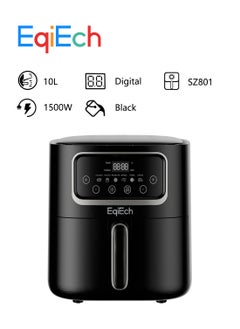 اشتري Air Fryer 10 Liter 1500 W ,Digital Touch Panel LCD Display Smart Air Fryer with 6  Presets Timer Automatic Power-Off Function and Non-Stick Dishwasher-Safe Parts, Black في السعودية