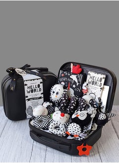 Buy Baby gift box black and white style cloth book doll soothing toy doll shaking bell lathe hanging in Saudi Arabia