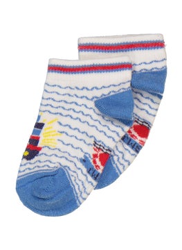 اشتري Toddlers Boy 1 Pair Textured Socks, White/Blue Combo في الامارات