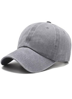 Buy Baseball Cap Golf Dad Hat Adjustable 100% Cotton Fits Men Washed Denim Adjustable Dad Hat Plain Cap Men Women (WASHED GREY) in UAE