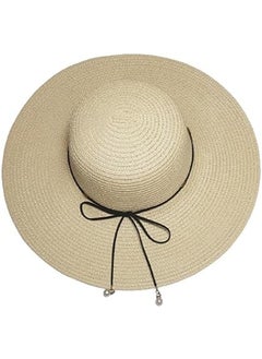 اشتري MerryGlam Women Beach Hat | Brim Straw Girls Summer Sunshade Cap_ Travel Foldable Floppy UV Protection Sun Beach Ribbon Hat في الامارات