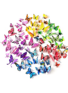Buy 72 Pcs 3D Butterfly Wall Stickers Butterflies Girls Bedroom Decorations Accessories, Wall Art Decor Crafts for Home DIY, Classroom, Balcony, Flower Garden Decoration (Mix-6-Colour) in Saudi Arabia