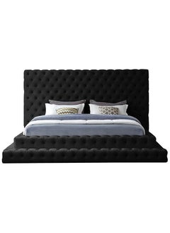 Buy Meridian Hand Tufted Velvet Bed 200x200cm Super King Bed in Black Color in UAE