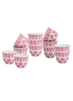 Buy 12 piece set Arabic coffee cups pink color in Saudi Arabia