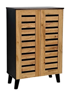 اشتري SBF Wooden Shoe Cabinet with 2 Doors, 4-Tier Storage Shoe Organizer, Malaysian Design, Shoe Rack for Hallway and Living Room, Oak Wenge في الامارات