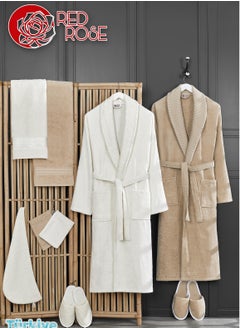 Buy A modern 100% cotton Turkish bathrobe set consisting of 11 pieces: a luxurious experience of comfort and elegance with high-quality cotton material in Saudi Arabia