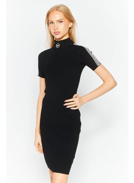 Buy Women Textured Mini Dress, Black in UAE